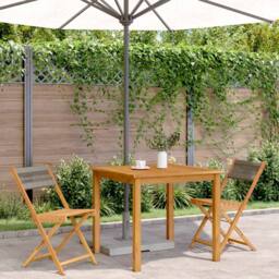 Berkfield Home Bistro Chairs 2 pcs Grey Solid Wood Acacia & Rope in Tan - thumbnail 3