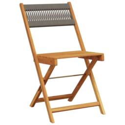 Berkfield Home Bistro Chairs 2 pcs Grey Solid Wood Acacia & Rope in Tan - thumbnail 4