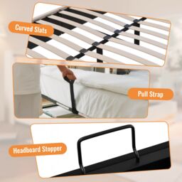 Matteo Double Bed Storage Bed Frame with LED Lighting, USB Type-C in Beige - thumbnail 6