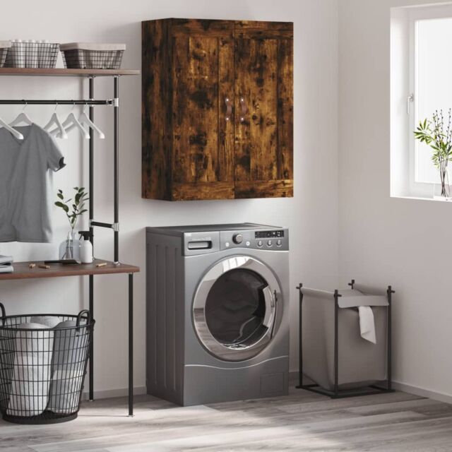 Berkfield Home Wall Mounted Cabinet Smoked Oak 69.5x34x90 cm Engineered Wood in Brown - image 1