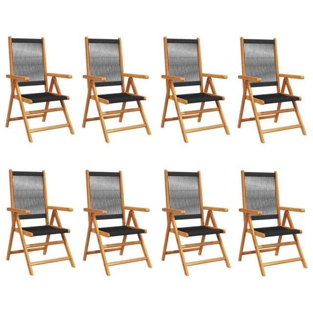 Berkfield Home Reclining Garden Chairs 8 pcs Black Solid Wood Acacia - image 1