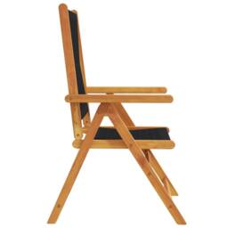 Berkfield Home Reclining Garden Chairs 8 pcs Black Solid Wood Acacia - thumbnail 5