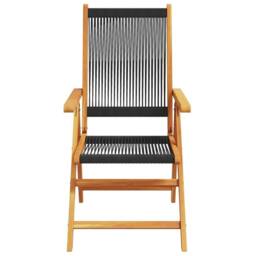 Berkfield Home Reclining Garden Chairs 8 pcs Black Solid Wood Acacia - thumbnail 4