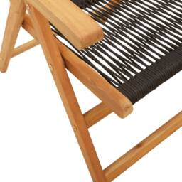 Berkfield Home Reclining Garden Chairs 8 pcs Black Solid Wood Acacia - thumbnail 8