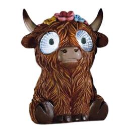 Marco Paul 2pck Solar Highland Cow Garden Ornaments in Brown - thumbnail 4