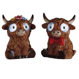 Marco Paul 2pck Solar Highland Cow Garden Ornaments in Brown - thumbnail 3