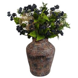 Leaf 40cm x 32cm Aztec Large Composite Textured Vase Composite Plant Pot in Dark Brown - Size: 40 cm x 32 cm - thumbnail 2