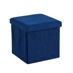 FORGEVIO Folding Ottoman Chest Blue Fabric Solid Storage Square Box - thumbnail 1