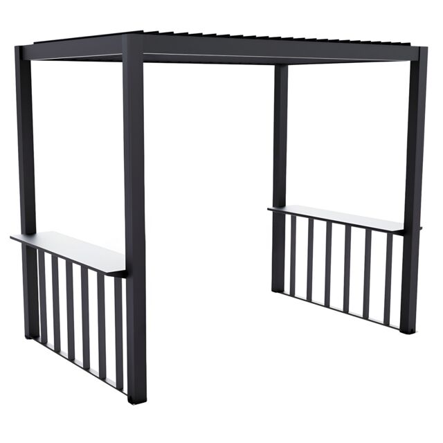 Primrose Living 2.5m x 1.5m Deluxe BBQ Veranda Pergola Louvered Shutter Roof in Black - image 1