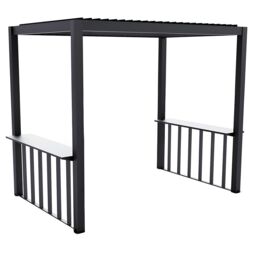 Primrose Living 2.5m x 1.5m Deluxe BBQ Veranda Pergola Louvered Shutter Roof in Black - thumbnail 1