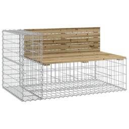 Berkfield Home Garden Bench with Gabion Basket Impregnated Wood Pine in Brown - thumbnail 3
