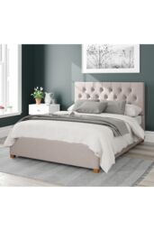 Aspire Olivier Upholstered Ottoman Storage Bed, Eire Linen Fabric in Off-White - Size: Super King - thumbnail 1