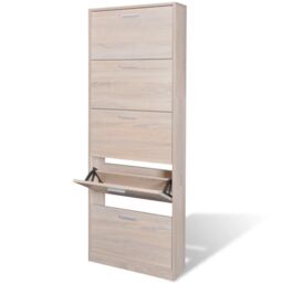 Berkfield Home Oak Look Wooden Shoe Cabinet with 5 Compartments in Brown - thumbnail 1