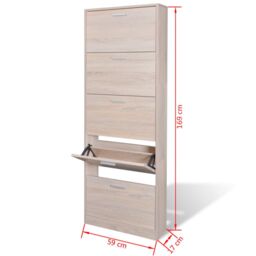 Berkfield Home Oak Look Wooden Shoe Cabinet with 5 Compartments in Brown - thumbnail 5