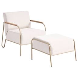 Wyld and Coco Beige Garden Chair with Upholstered Cushions and Footrest - thumbnail 2