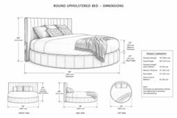Stratus Interiors Orbis Round Bed - Luxury Statement Bed (5ft & 6ft Diameter) in Grey - Size: Super King - thumbnail 2