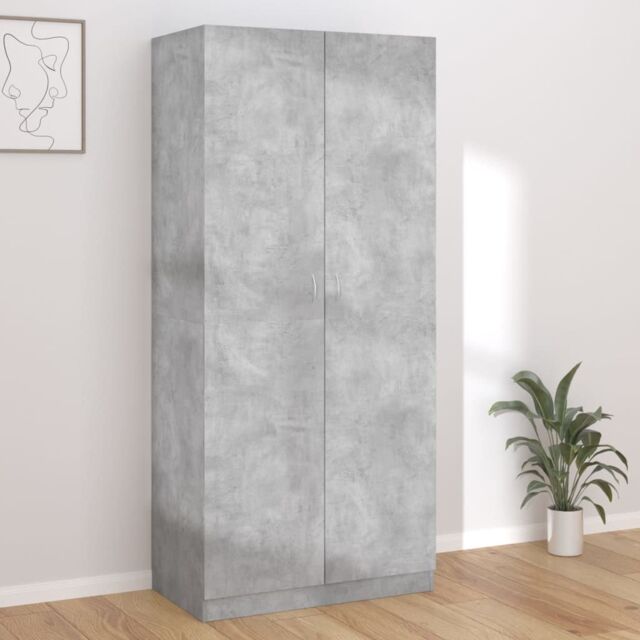 Berkfield Home Wardrobe Concrete Grey 90x52x200 cm Engineered Wood - Size: 90 x 52 x 200 cm - image 1