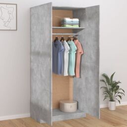 Berkfield Home Wardrobe Concrete Grey 90x52x200 cm Engineered Wood - Size: 90 x 52 x 200 cm - thumbnail 3