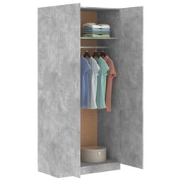Berkfield Home Wardrobe Concrete Grey 90x52x200 cm Engineered Wood - Size: 90 x 52 x 200 cm - thumbnail 4