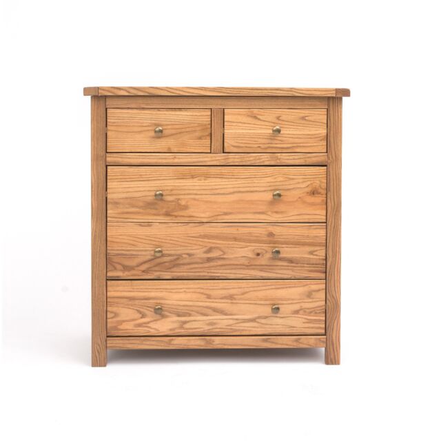 Cabinet Bits Trivento 5 Drawer Chest of Drawers Brass Knob in Natural - image 1