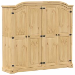 Berkfield Home Wardrobe Corona 194x52x186 cm Solid Wood Pine in Brown - Size: 194 x 52 x 186 cm - thumbnail 2