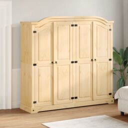 Berkfield Home Wardrobe Corona 194x52x186 cm Solid Wood Pine in Brown - Size: 194 x 52 x 186 cm - thumbnail 1