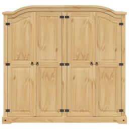 Berkfield Home Wardrobe Corona 194x52x186 cm Solid Wood Pine in Brown - Size: 194 x 52 x 186 cm - thumbnail 4