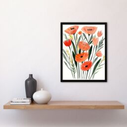 Artery8 Abstract Wild Poppy Flowers Boho Floral Painting Framed Wall Art in Pink - Size: A4 - thumbnail 4
