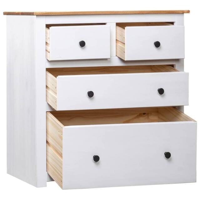 Berkfield Home Sideboard White 80x40x83 cm Pinewood Panama Range - Size: 80 x 40 x 83 cm - image 1