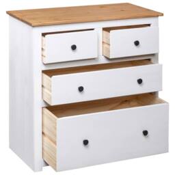 Berkfield Home Sideboard White 80x40x83 cm Pinewood Panama Range - Size: 80 x 40 x 83 cm - thumbnail 5