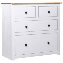 Berkfield Home Sideboard White 80x40x83 cm Pinewood Panama Range - Size: 80 x 40 x 83 cm - thumbnail 2