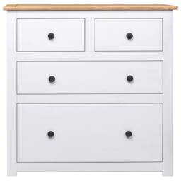 Berkfield Home Sideboard White 80x40x83 cm Pinewood Panama Range - Size: 80 x 40 x 83 cm - thumbnail 3