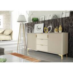 Mex Furniture LTD Sideboard Tide Crest 140cm - Cashmere Warm Beige Taupe Finish & Gold - thumbnail 2