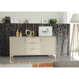 Mex Furniture LTD Sideboard Tide Crest 140cm - Cashmere Warm Beige Taupe Finish & Gold - thumbnail 5