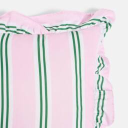 OHS 2 x Double Stripe Faux Linen Frill Cushion Covers in Pink - Size: 45 cm x 45 cm - thumbnail 6