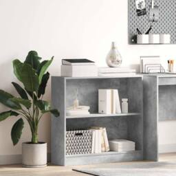 Berkfield Home Decorative Bookshelf Concrete Grey 80x24x75 cm Engineered Wood - Size: 80 x 24 x 75 cm - thumbnail 2