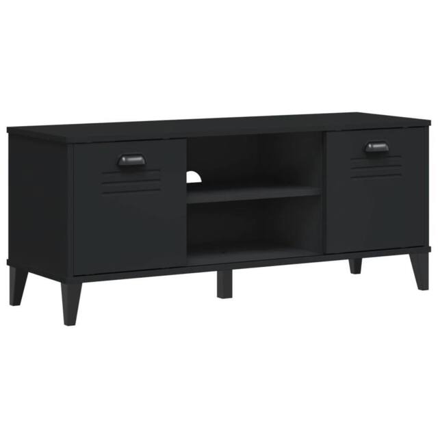 Berkfield Home Shoe Bench VIKEN Black 106x35x45 cm Solid Wood Pine - Size: 106 x 35 x 45 cm - image 1