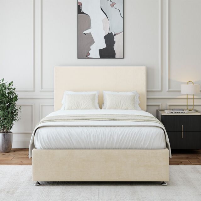 Bedmaster Luxury Velvet 4 Drawer Divan Base in Natural - Size: Double - image 1