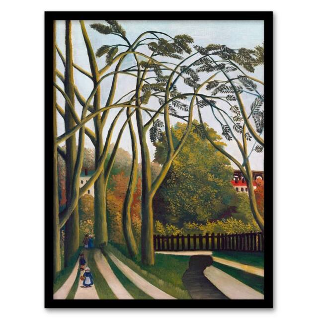 Artery8 Henri Rousseau Framed Wall Art Print The Banks of the Bievre in Green - Size: A4 - image 1