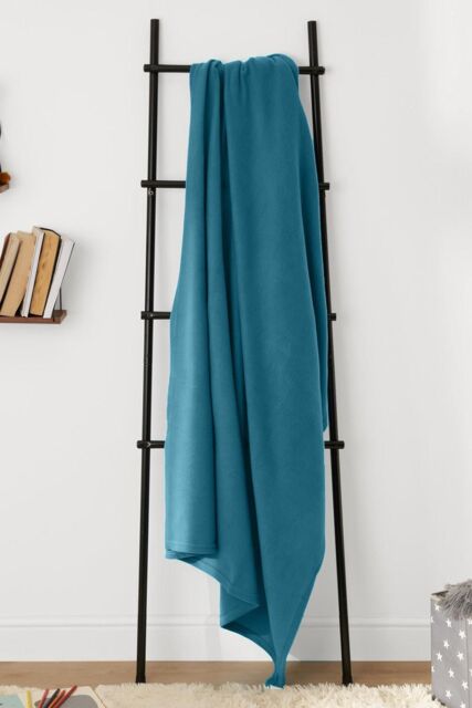 OHS Warm Plain Fleece Throw Over Bed Blanket in Teal - Size: 120 cm x 150 cm - image 1