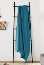 OHS Warm Plain Fleece Throw Over Bed Blanket in Teal - Size: 120 cm x 150 cm - thumbnail 1