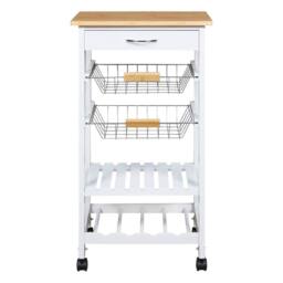 SPETLEK 5 Tier Kitchen Trolley on Wheels with 1 Drawer 2 Basket Shelf in White - thumbnail 3