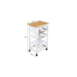 SPETLEK 5 Tier Kitchen Trolley on Wheels with 1 Drawer 2 Basket Shelf in White - thumbnail 2