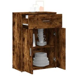 Berkfield Home Sideboard Smoked Oak 60x30x84 cm Engineered Wood in Brown - Size: 60 x 30 x 84 cm - thumbnail 4
