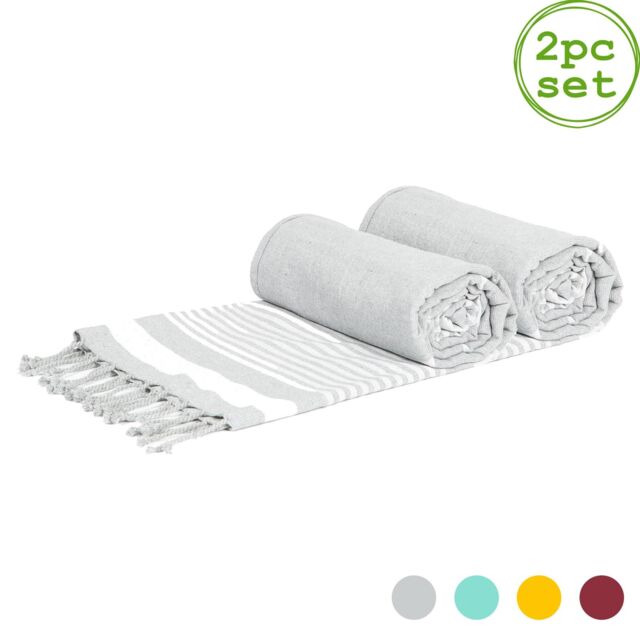 Nicola Spring 100% Cotton Bath Towel Turkish Style Hamman Blanket Bath Sheet - 160 x 90cm (x2) in Grey