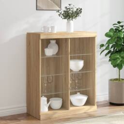 Berkfield Home Sideboard with LED Lights Sonoma Oak 81x37x100 cm in Brown - Size: 81 x 37 x 100 cm - thumbnail 2