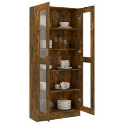 Berkfield Home Vitrine Cabinet Smoked Oak 82.5x30.5x185.5 cm Engineered Wood in Brown - thumbnail 7