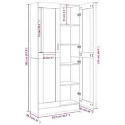 Berkfield Home Vitrine Cabinet Smoked Oak 82.5x30.5x185.5 cm Engineered Wood in Brown - thumbnail 8