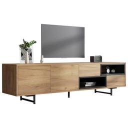BTM TV Cabinet TV Stand Storage Drawers Doors Open Shelves Living Room in Natural - thumbnail 5