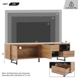 BTM TV Cabinet TV Stand Storage Drawers Doors Open Shelves Living Room in Natural - thumbnail 7